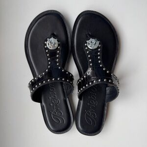 Brighton Alfa Black Studded Women's Sandals, Size 7